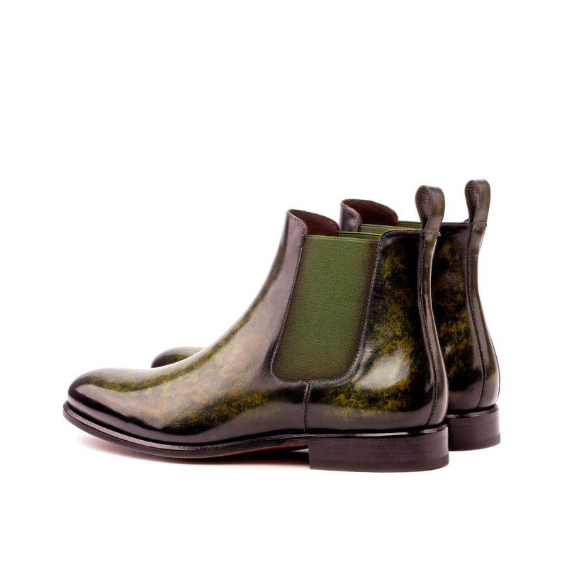 Ambrogio 3560 Men's Shoes Green Khaki Crust Patina Leather Chelsea Boots (AMB1024)-AmbrogioShoes