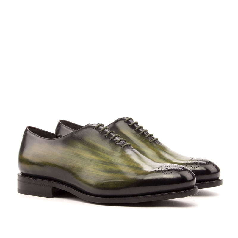 Ambrogio 3468 Men's Shoes Khaki & Burgundy Patina Leather Whole-Cut Oxfords (AMB1188)-AmbrogioShoes