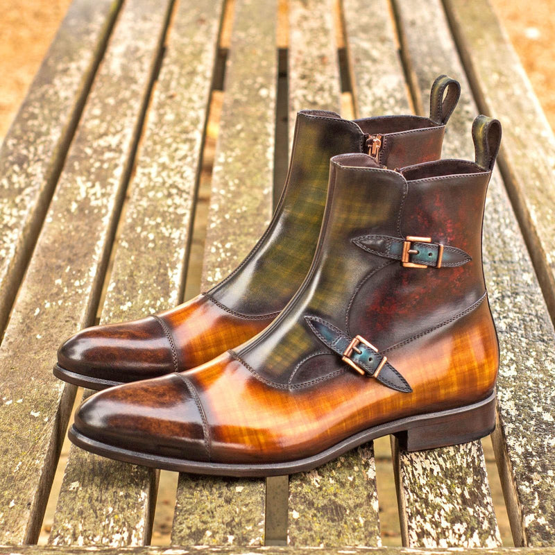 Ambrogio 3959 Men's Shoes Multi-Color Patina Leather Octavian Buckle Boots (AMB1126)-AmbrogioShoes