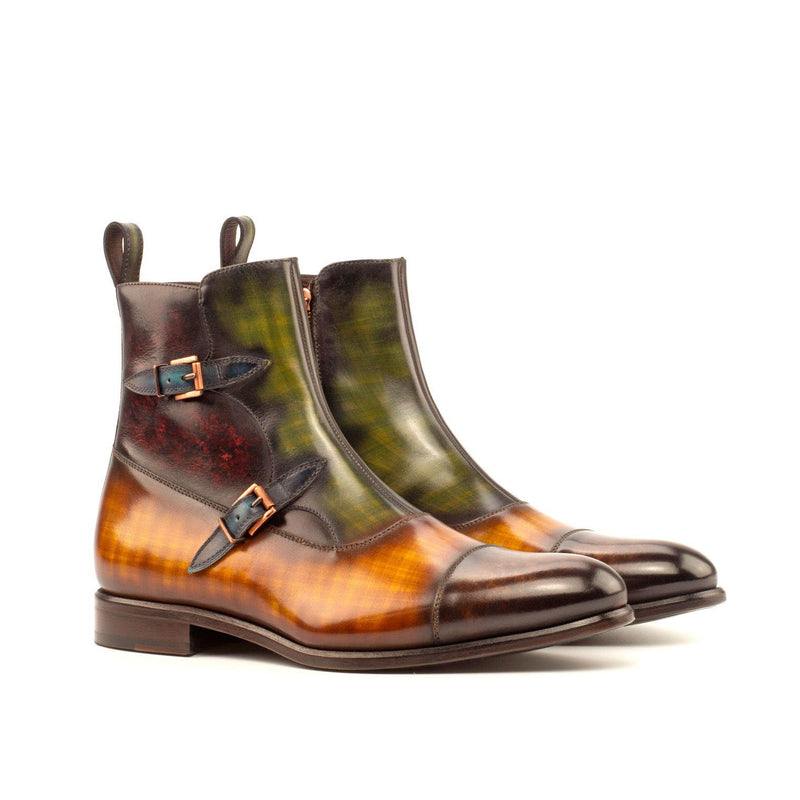 Ambrogio 3959 Men's Shoes Multi-Color Patina Leather Octavian Buckle Boots (AMB1126)-AmbrogioShoes