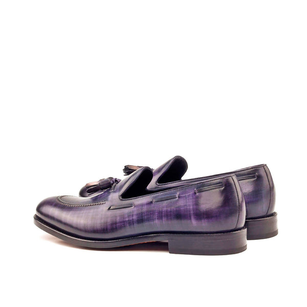 Ambrogio 2768 Men's Shoes Purple & Denim Blue Patina Leather Tassels Loafers (AMB1147)-AmbrogioShoes
