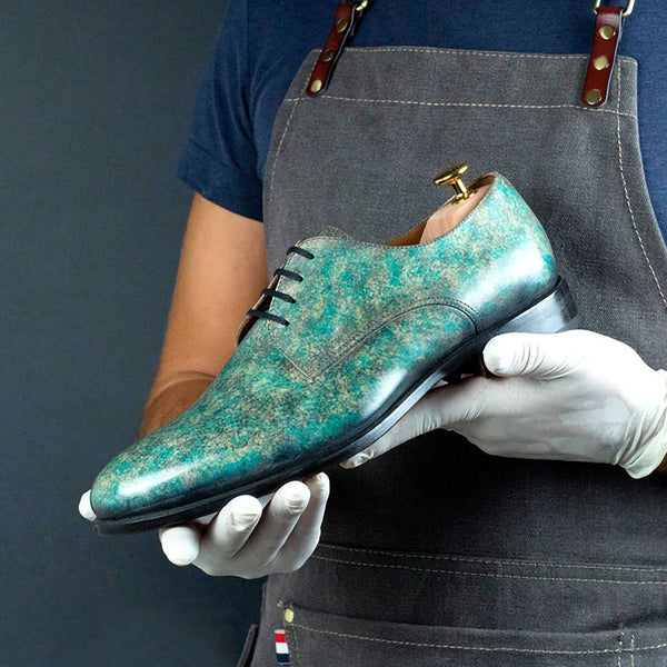 Ambrogio Men's Handmade Custom Made Shoes Turquoise Stone Patina