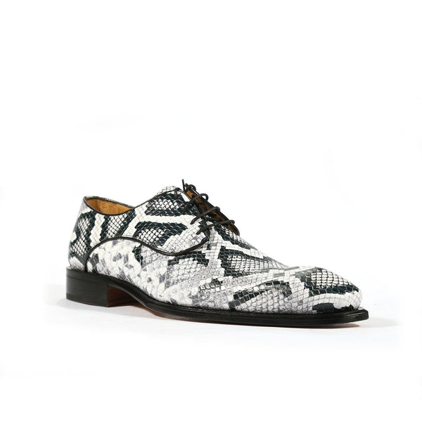 Ambrogio 39128 Men's Shoes White & Green Python Print / Calf-Skin Leather Derby Oxfords (AMB1000)-AmbrogioShoes
