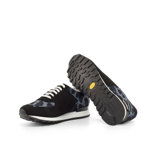 Ambrogio Men's Shoes Black & Blue Fabric / Suede Leather Casual Sneakers (AMB2068)-AmbrogioShoes