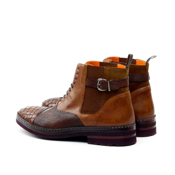 Ambrogio Men's Shoes Brown & Cognac Lizard & Crocodile Print / Suede / Calf-Skin Leather Chelsea Boots (AMB2018)-AmbrogioShoes