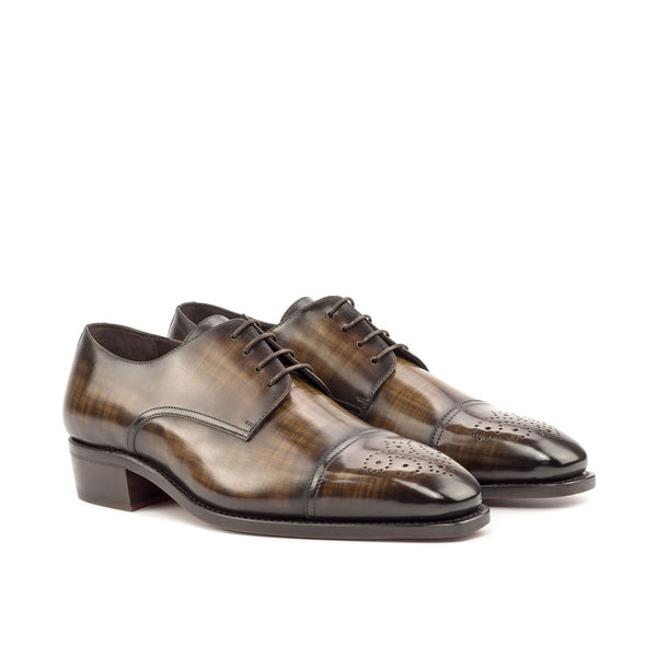 Ambrogio Men's Shoes Brown Patina Leather Derby Oxfords (AMB2083)-AmbrogioShoes