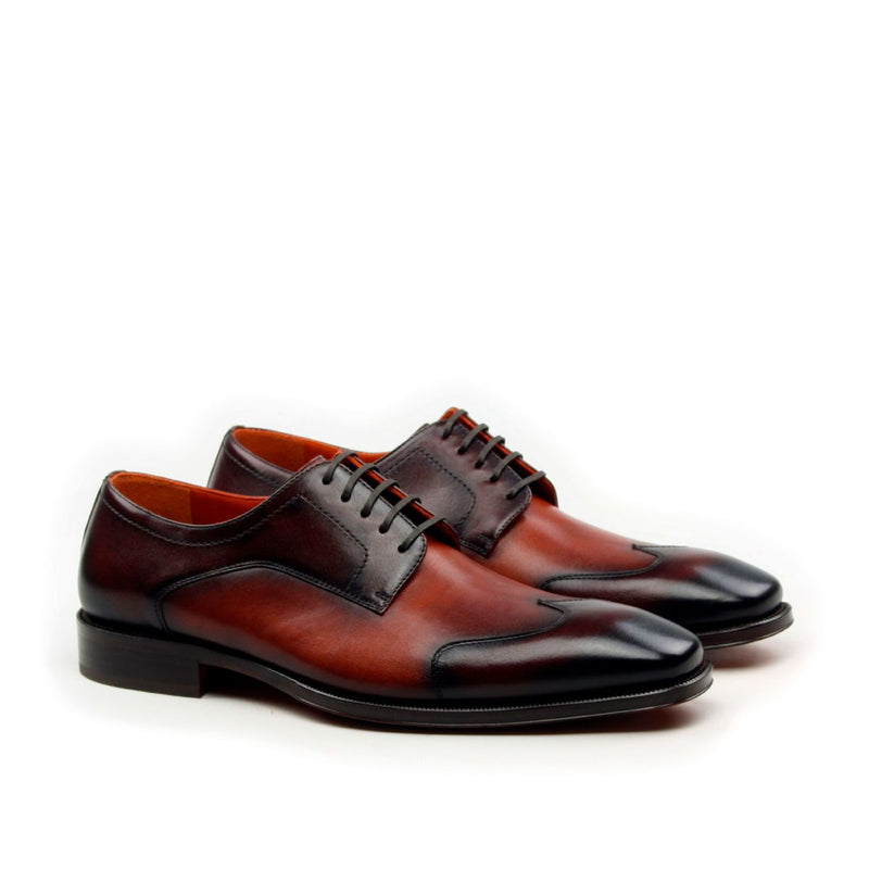 Ambrogio Men's Shoes Brown & Red Calf-Skin Leather Derby Oxfords (AMB2033)-AmbrogioShoes