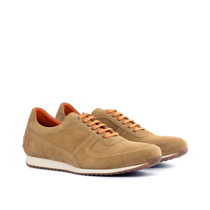 Ambrogio Men's Shoes Camel Suede Leather Corsini Casual Sneakers (AMB2074)-AmbrogioShoes