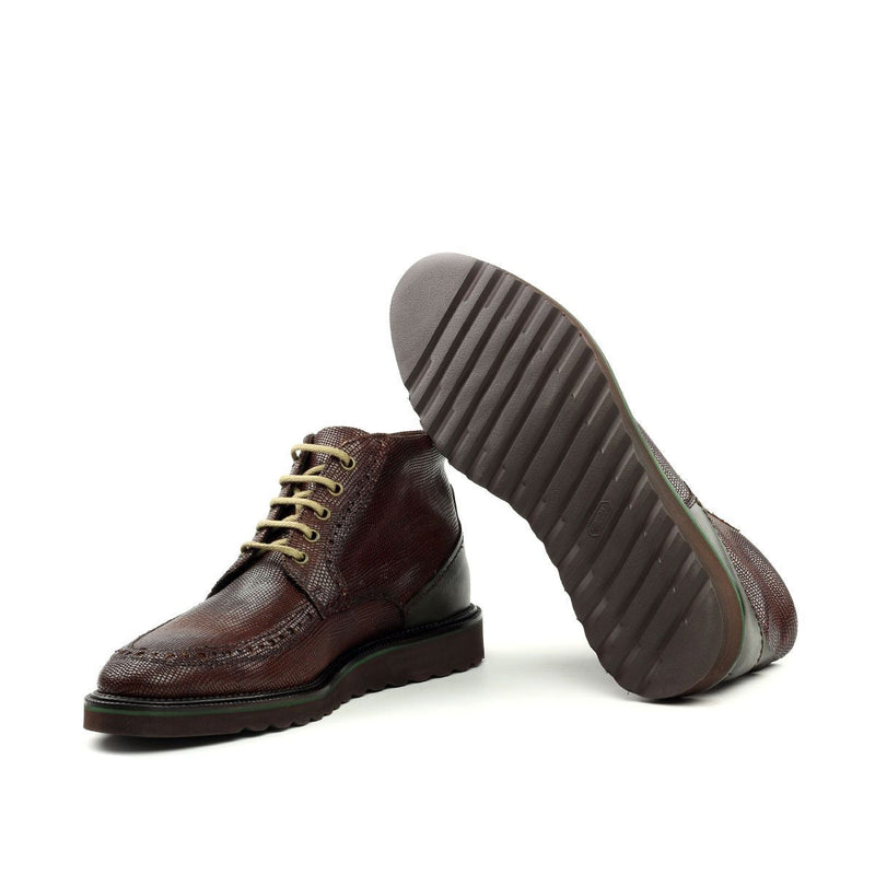Ambrogio Men's Shoes Cherry & Green Lizard Print / Calf-Skin Leather Chukka Boots (AMB2017)-AmbrogioShoes