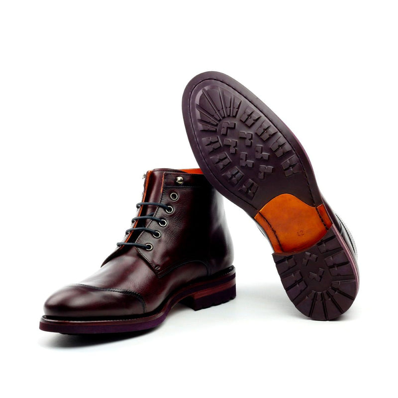 Ambrogio Men's Shoes Cherry & Green Nappa / Calf-Skin Leather Cap-Toe Chukka Boots (AMB2051)-AmbrogioShoes