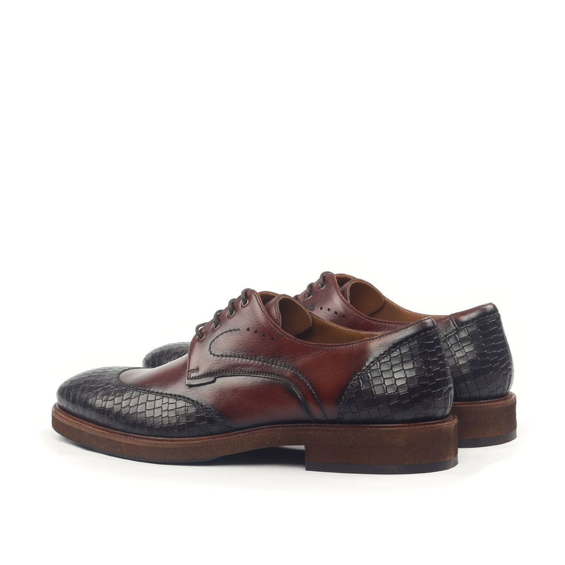 Ambrogio Men's Shoes Chocolate & Brown Crocodile Print / Calf-Skin Leather Derby Oxfords (AMB2049)-AmbrogioShoes