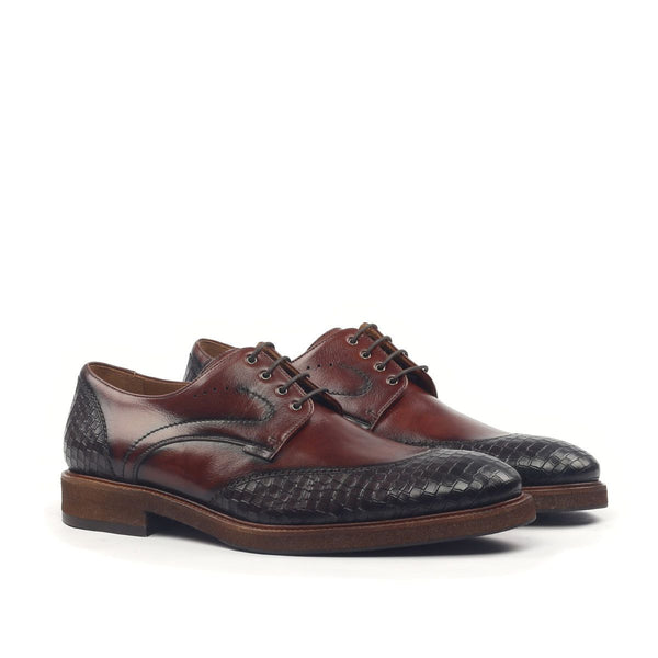 Ambrogio Men's Shoes Chocolate & Brown Crocodile Print / Calf-Skin Leather Derby Oxfords (AMB2049)-AmbrogioShoes