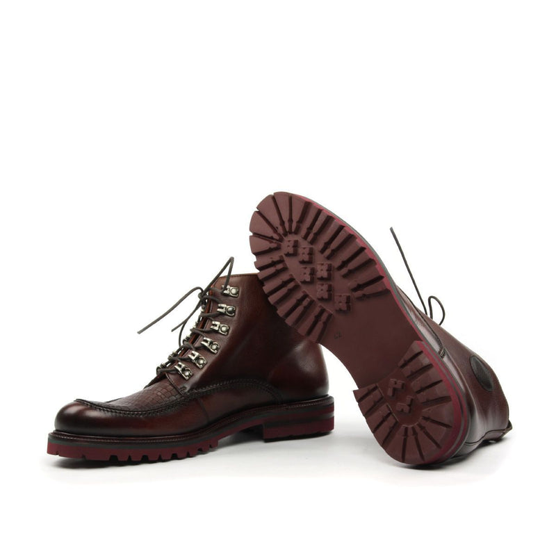 Ambrogio Men's Shoes Chocolate & Brown Lizard Print / Calf-Skin Leather Chukka Boots (AMB2052)-AmbrogioShoes
