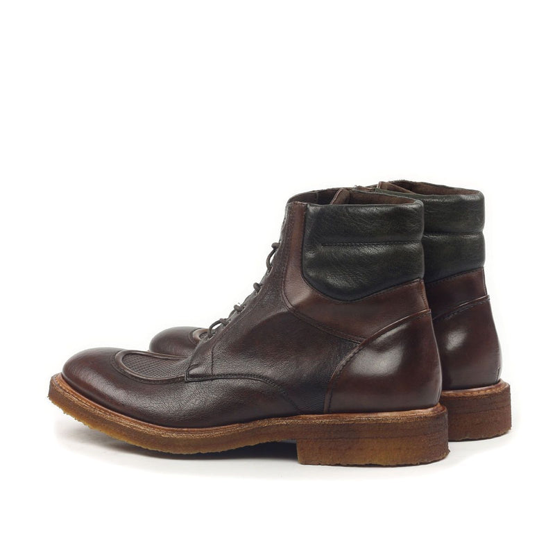 Ambrogio Men's Shoes Chocolate & Green Nappa / Texture Print / Calf-Skin Leather Vamp Chukka Boots (AMB2048)-AmbrogioShoes