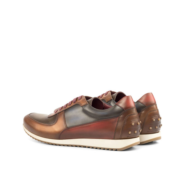Ambrogio Men's Shoes Cognac, Brown, Navy, Red & Olive Calf-Skin Leather Corsini Sneakers (AMB2080)-AmbrogioShoes