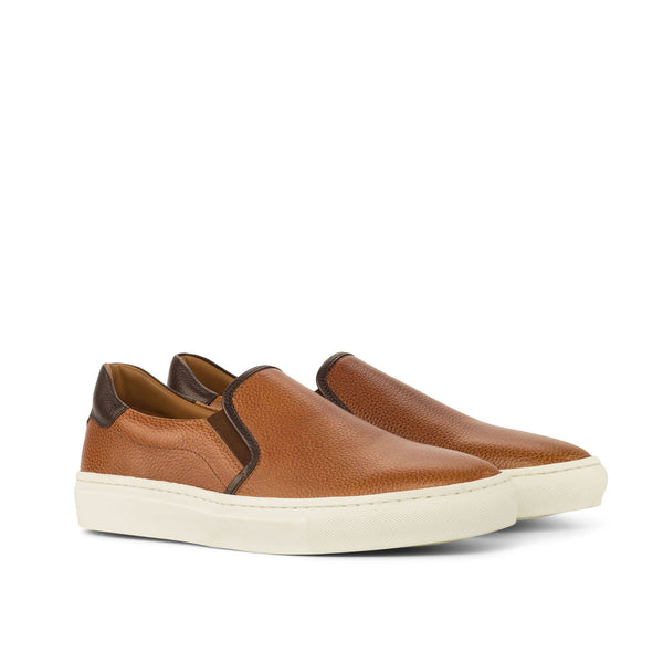 Ambrogio Men's Shoes Cognac Full Grain / Calf-Skin Leather Casual Slip-On Sneakers (AMB2053)-AmbrogioShoes