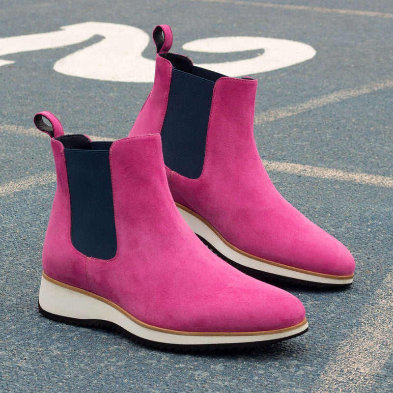 Ambrogio Men's Shoes Fuschia Suede Leather Chelsea Boots (AMB2067)-AmbrogioShoes