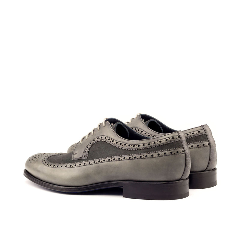 Ambrogio Men's Shoes Gray Suede / Full Grain / Calf-Skin Leather Wingtip Oxfords (AMB2095)-AmbrogioShoes