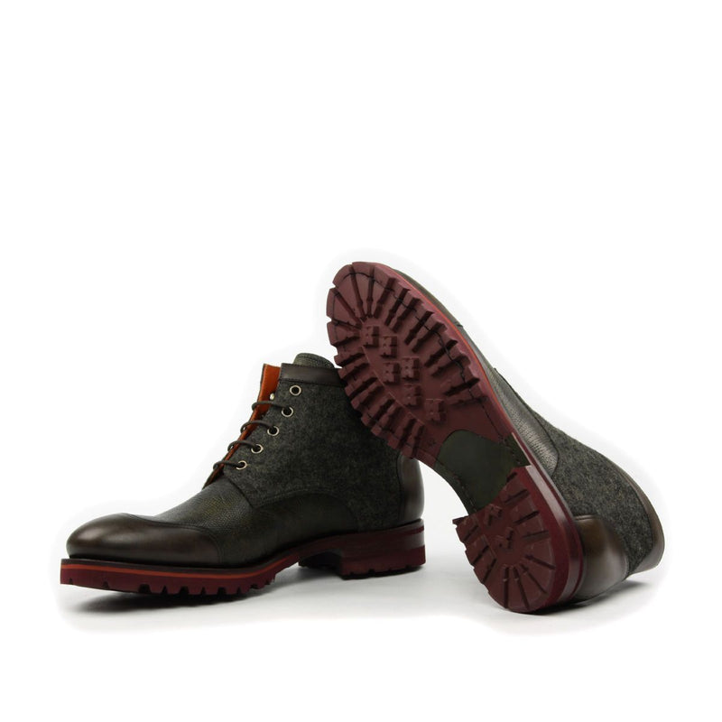 Ambrogio Men's Shoes Green & Gray Lizard Print / Fabric / Calf-Skin Leather Chukka Boots (AMB2044)-AmbrogioShoes