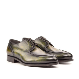 Ambrogio Men's Shoes Khaki Green Patina Leather Derby (AMB2060)-AmbrogioShoes