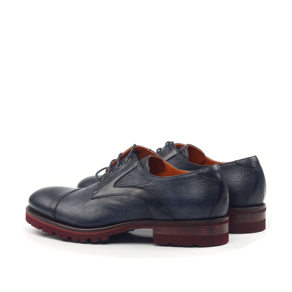 Ambrogio Men's Shoes Navy Nappa / Calf-Skin Leather Cap-Toe Derby Oxfords (AMB2034)-AmbrogioShoes