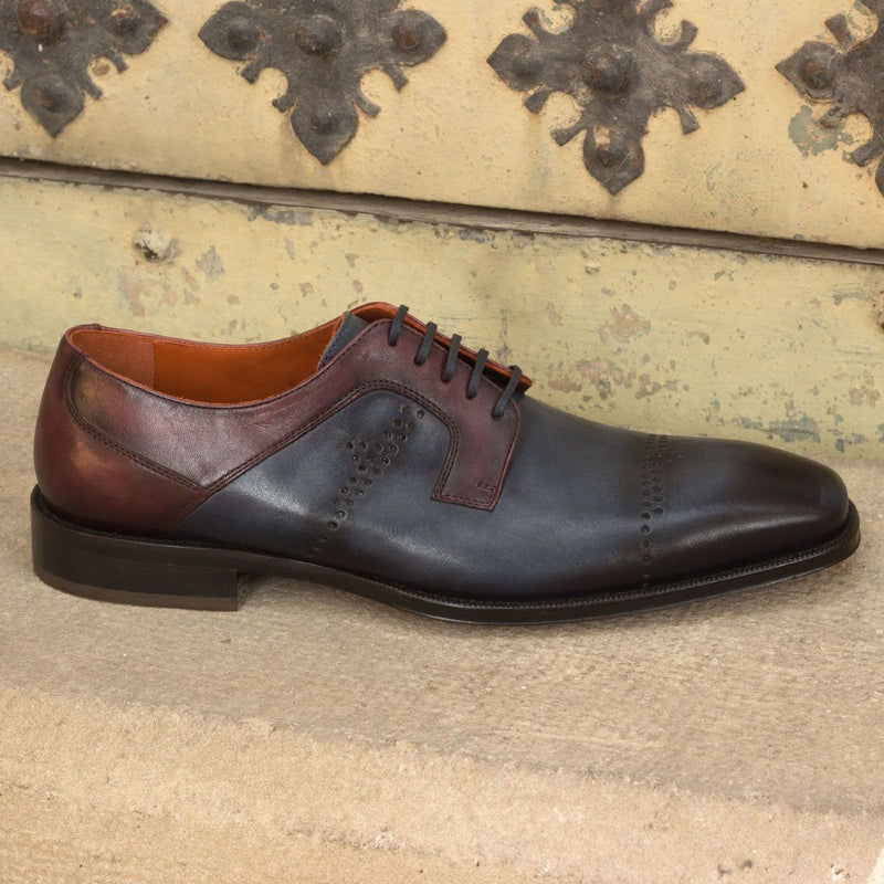 Ambrogio Men's Shoes Navy & Wine Calf-Skin Leather Derby Oxfords (AMB2032)-AmbrogioShoes