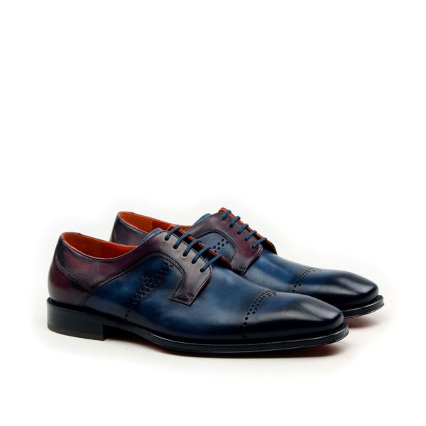 Ambrogio Men's Shoes Navy & Wine Calf-Skin Leather Derby Oxfords (AMB2032)-AmbrogioShoes