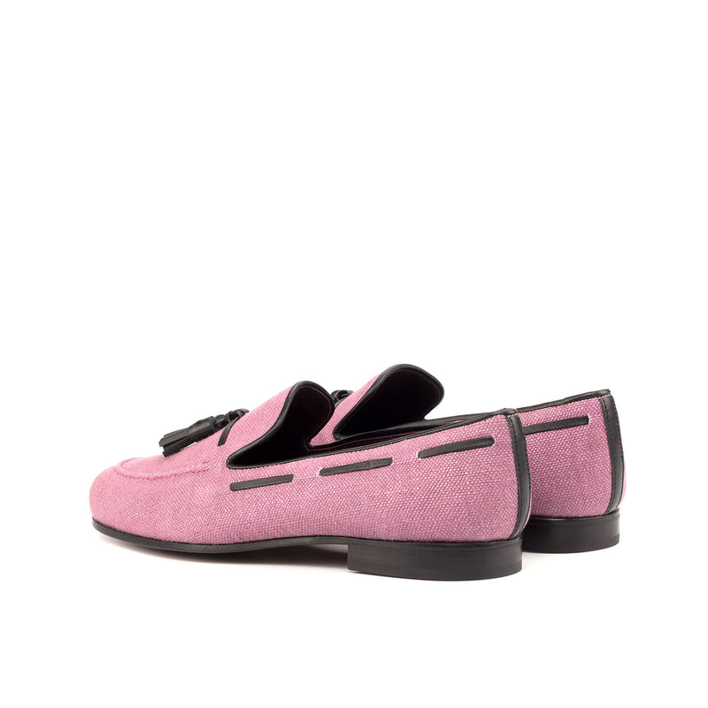 Ambrogio Men's Shoes Plum Linen Fabric Wellington Tassels Loafers (AMB2061)-AmbrogioShoes