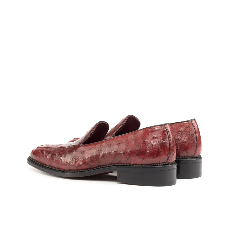 Ambrogio Men's Shoes Red Exotic Ostrich Skin Slip-On Loafers (AMB2071)-AmbrogioShoes