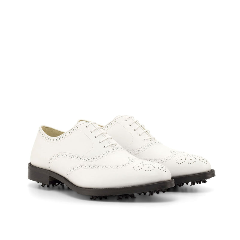 Ambrogio Men's Shoes White Calf-Skin Leather WingTip Oxfords (AMB2066)-AmbrogioShoes