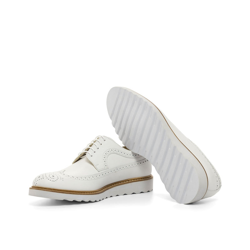 Ambrogio Men's Shoes White Calf-Skin Leather Wingtip Oxfords (AMB2069)-AmbrogioShoes
