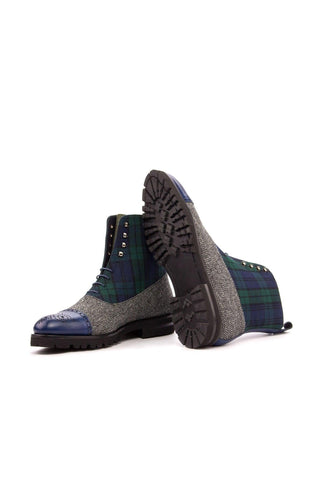 Ambrogio Multi-Color Fabric / Calf-Skin Leather Balmoral Boots (AMB1504)-AmbrogioShoes