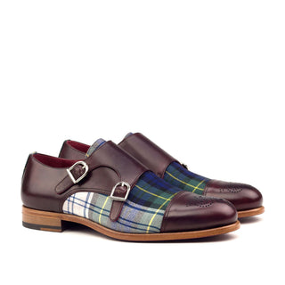 Ambrogio Multi Color Fabric / Calf-Skin Leather Monk-Straps Loafers (AMB1393)-AmbrogioShoes