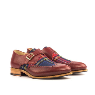Ambrogio Multi Color Fabric / Pebble Grain Calf-Skin Leather Brogue Oxfords (AMB1420)-AmbrogioShoes