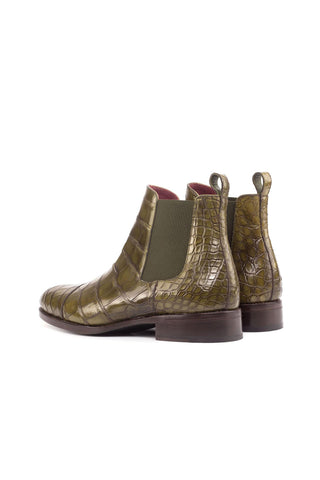 Ambrogio Olive Exotic Alligator Chelsea Boots (AMB1821)-AmbrogioShoes
