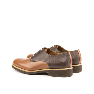 Ambrogio Two Tone Brown Pebble Grain / Calf-Skin Leather Derby (AMB2078)-AmbrogioShoes