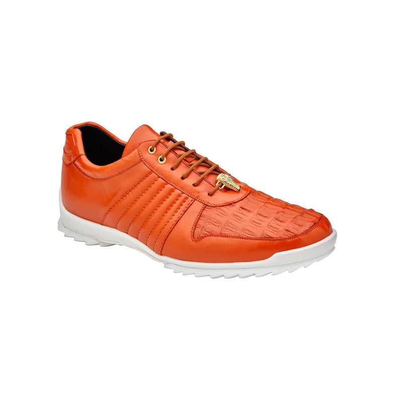 Belvedere Astor 33599 Men's Shoes Orange Exotic Crocodile / Calf-Skin Leather Casual Sneakers (BV3093)-AmbrogioShoes
