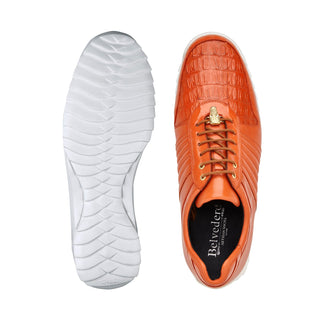 Belvedere Astor 33599 Men's Shoes Orange Exotic Crocodile / Calf-Skin Leather Casual Sneakers (BV3093)-AmbrogioShoes