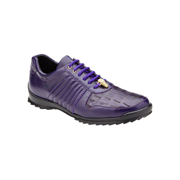 Belvedere Astor 33599 Men's Shoes Purple Exotic Crocodile / Calf-Skin Leather Casual Sneakers (BV3094)-AmbrogioShoes