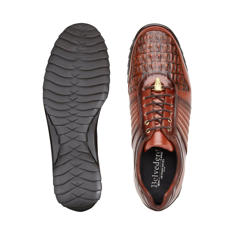 Belvedere Astor 33599 Men's Shoes Sport Exotic Crocodile / Calf-Skin Leather Casual Sneakers (BV3091)-AmbrogioShoes
