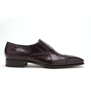 Caporicci Men's Luxury Italian Shoes Burgundy Alligator Loafers ART202 (CAP1003)-AmbrogioShoes