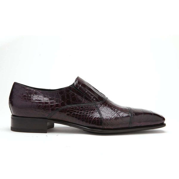 Caporicci Men's Luxury Italian Shoes Burgundy Alligator Loafers ART202 (CAP1003)-AmbrogioShoes