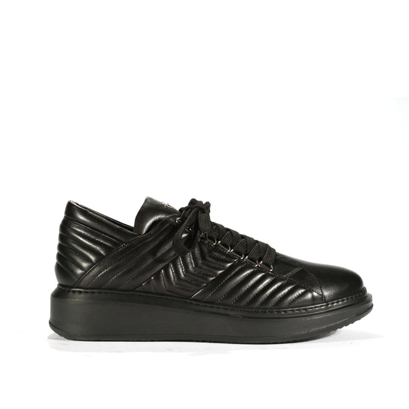 Cesare Paciotti Mens Black Napa Leather Sneakers(CPM5490)-AmbrogioShoes