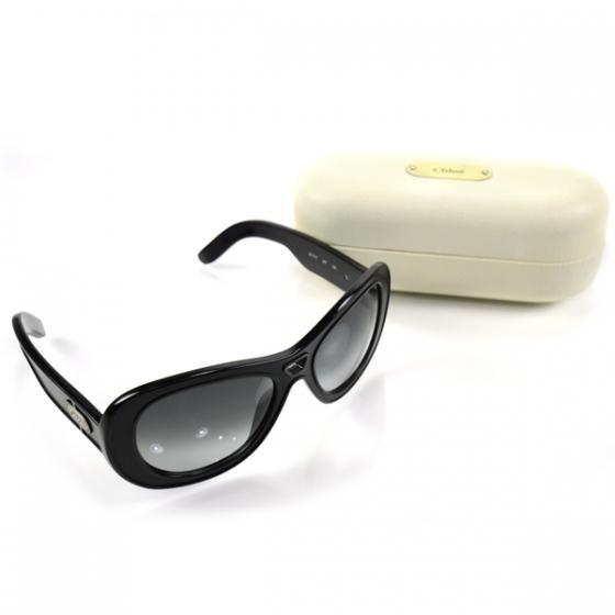 Chloe 2161 Oversized Sunglasses shinny BLACK C01 (CHLS1003)-AmbrogioShoes