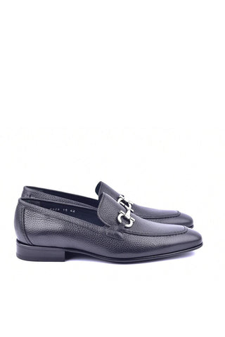 Corrente 4428D Deer Horse-Bit Loafer - Black-AmbrogioShoes