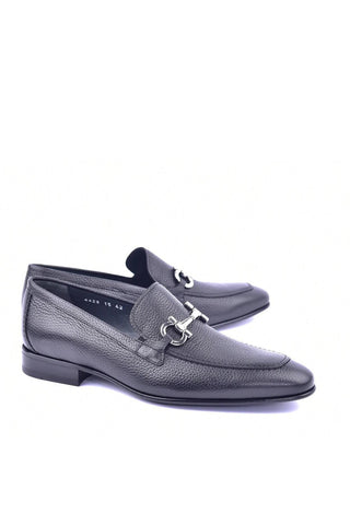 Corrente 4428D Deer Horse-Bit Loafer - Black-AmbrogioShoes