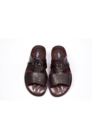 Corrente 5829 Burgundy Crocodile Print / Patent Sandals (CRT1268)-AmbrogioShoes
