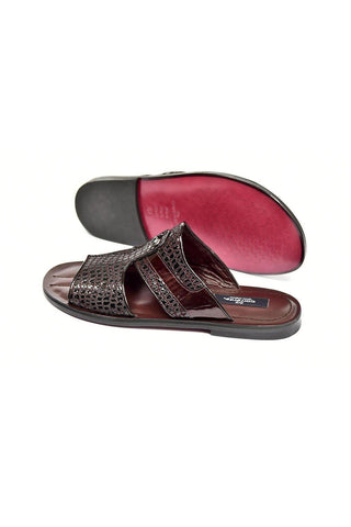 Corrente 5829 Burgundy Crocodile Print / Patent Sandals (CRT1268)-AmbrogioShoes