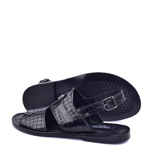 Corrente 5829S Men's Shoes Croco Print Calf-Skin Leather & Exotic Ostrich Skin Sandal (CRT1324)-AmbrogioShoes