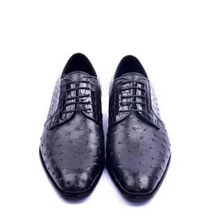 Corrente 6348 Men's Shoes Exotic Ostrich-Skin Lace up Derby (CRT1319)-AmbrogioShoes